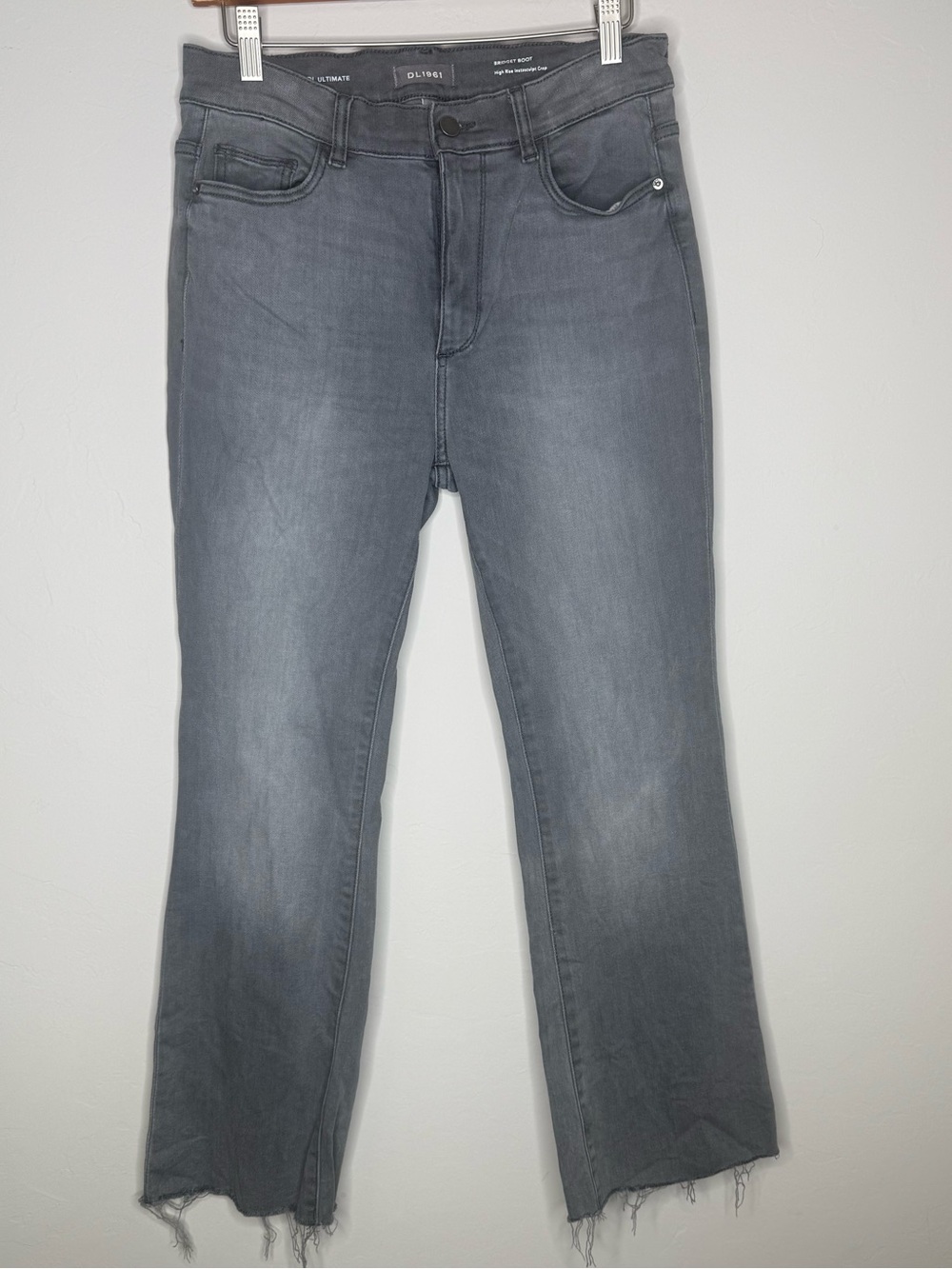 DL1961 Bridget Boot High Rise Instasculpt Crop jeans 29 gray wash raw hem - Picture 3 of 7
